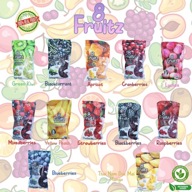 8 Fruitz IQF Frozen Fruit 500gr