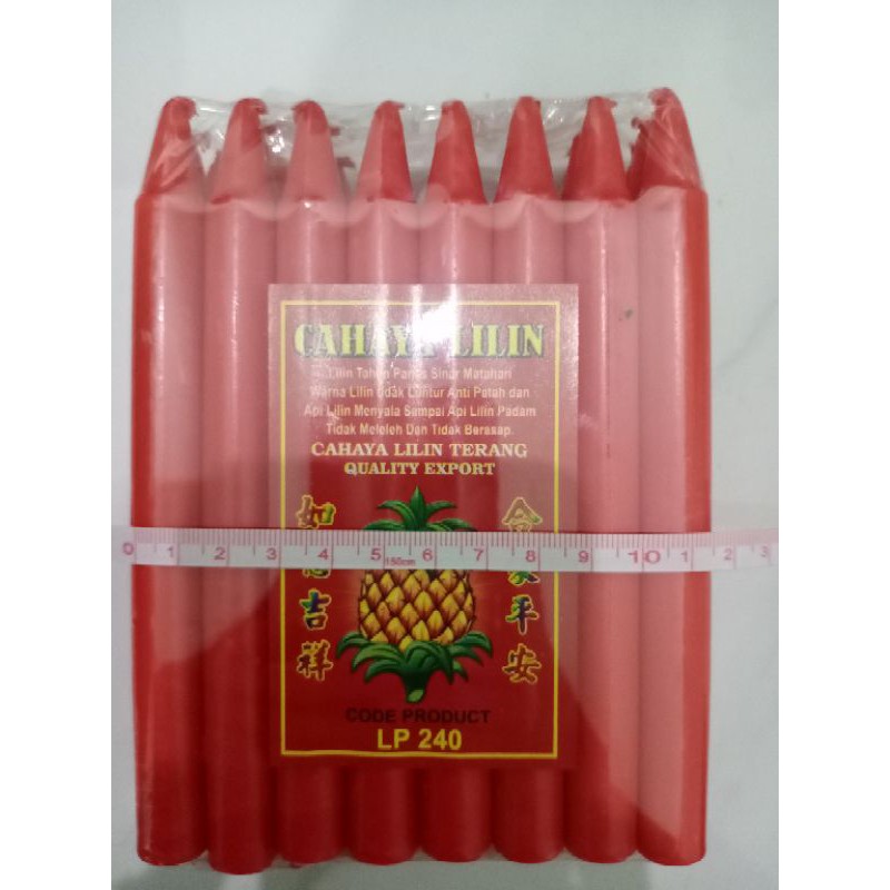 Lilin Merah tinggi 16cm isi 24 Btg Merek Random