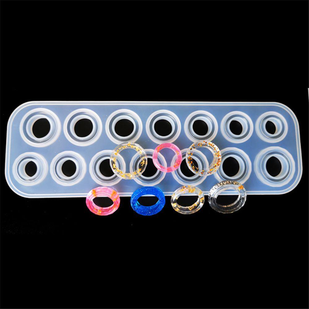 Solighter Cetakan Cincin Silikon Kristal Cetakan Datar Koleksi Casting Cetakan Membuat Perhiasan DIY Craft Mold