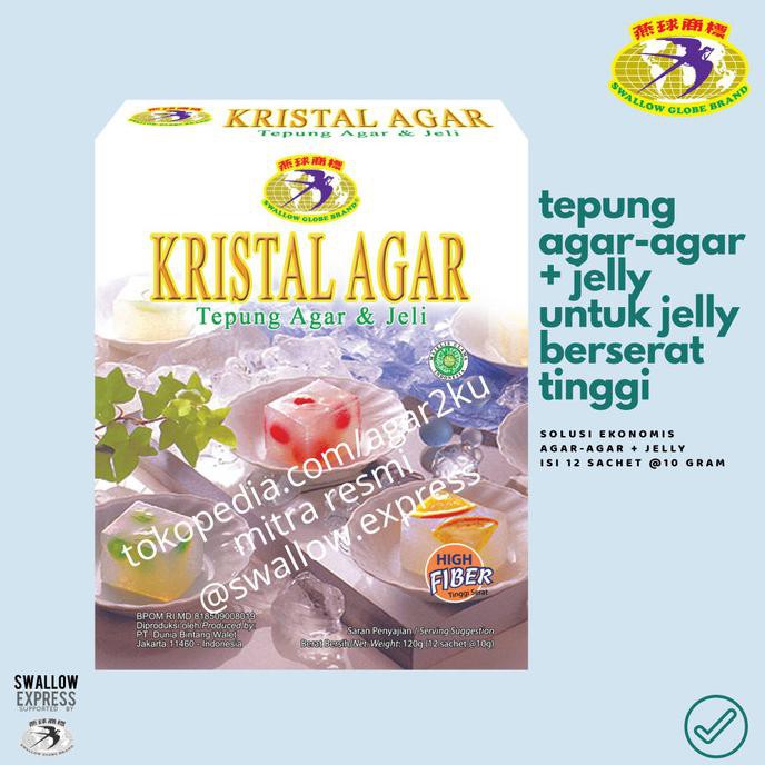 

PROMO Kristal Agar Tepung Agar-agar + Jelly Swallow Globe Brand BIG SALE Kode 1349