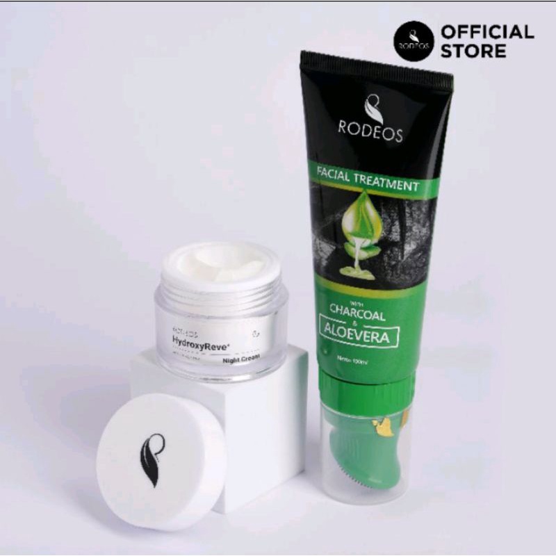 rodeos hydroxyreve cream night perawatan wajah jerawat kusam pria wanita
