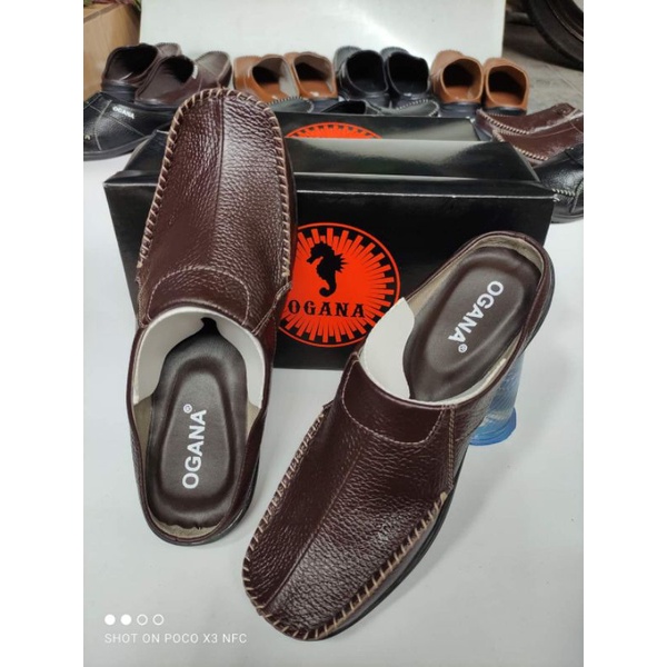 Sepatu Selop Bustong Casual Kulit Pria Ogana 01 ( Produksi Sendiri )