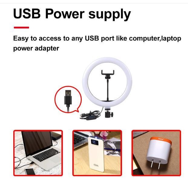 Tripod Lampu Ring Light Selfie Led 26 Cm Tripod 2.1 Meter + Holder Hp