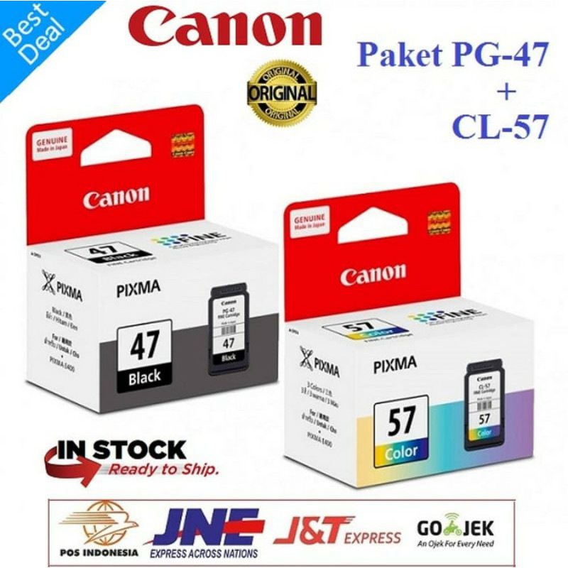 Paket Tinta Printer Cartridge Canon PG47 + CL57 Original