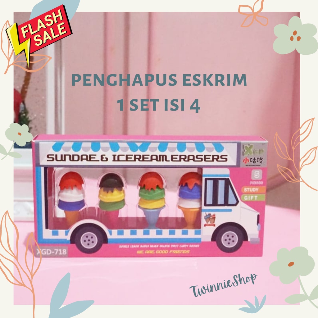 

PENGHAPUS ICE CREAM TRUK ERASER ES KRIM CONE 1 SET 5 PCS HAPUSAN MURAH KADO UNIK ANAK LUCU