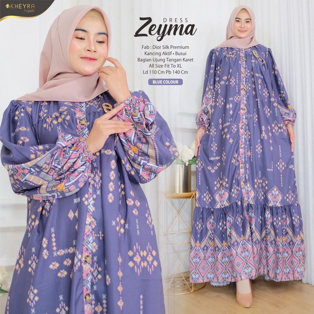 ZEYMA DRESS BY KHEYRA / GAMIS MOTIF BERBAHAN DIOR SILK PREMIUM QUALITY / MAXI DRESS MOTIF TERBARU