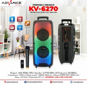 ADVANCE Speaker Portable Bluetooth 2 x 6.5 Inch K6270 / 1 Mic Wireless