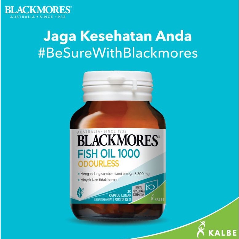 BLACKMORES FISH OIL 1000 MG ODOURLESS ISI 30 KAPSUL LUNAK SUMBER ALAMI OMEGA 3