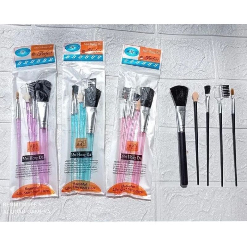 KUAS MAKE UP BRUSH SET WARNA TRANSPARAN / MAKE UP TOOLS / BRUSH / KUAS MAKE UP ISI 5 / SET 5