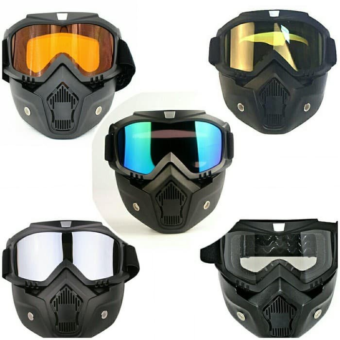 Kacamata Motor Masker BOLLFO Goggles Retro Windproof Anti Debu