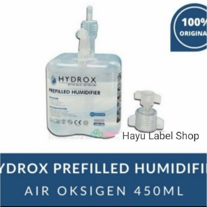 Hydrox - air oksigen concentrator steril 450 ml - hydrox prefilled humidifier