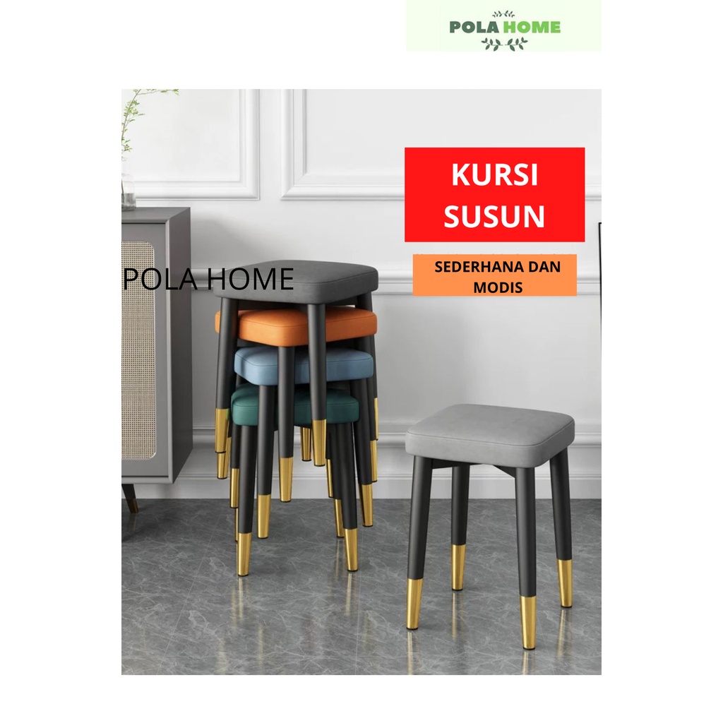 Pola Kursi Susun Busa Empuk Stool Mewah Modern Kursi Makan Kursi Baso