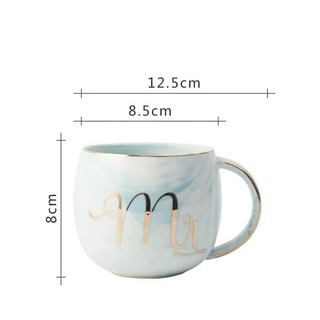  SET  MUG COUPLE MARBLE MR MRS GELAS  CANTIK  HIGH QUALITY 