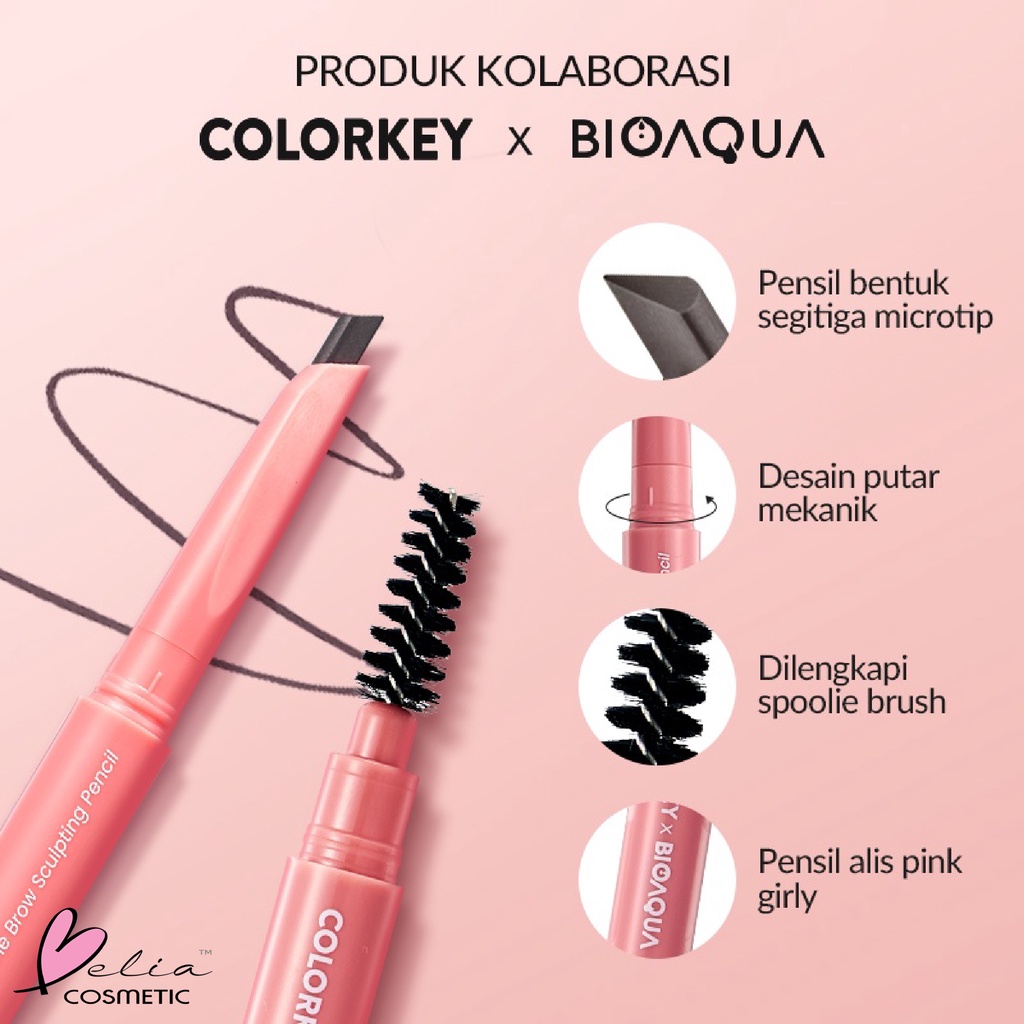 ❤ BELIA ❤ COLORKEY x BIOAQUA Fine Brow Sclupting Pencil Pensil Alis Waterproof Eyebrow Pencil Alis 3 Colours Tahan Air dan Keringat  | BPOM