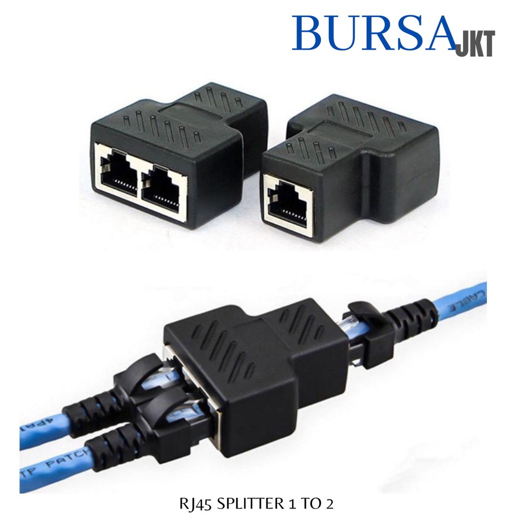 SAMBUNGAN KONEKTOR ETHERNET RJ45 SPLITTER ADAPTER 1 TO 2 CAT 5 CAT 6 SOCKET EXTENDER