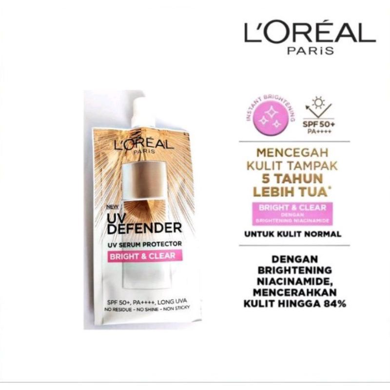 Loreal UV Defender Serum Protection Bright & Clear 5,5 ML Kemasan Sachet