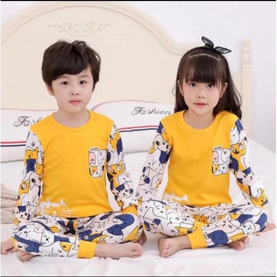 SETELAN ANAK ANAK BAJU ANAK 1-5 TAHUN POP KITTY KUNING BAJU ANAK LAKI LAKI BAJU ANAK PEREMPUAN