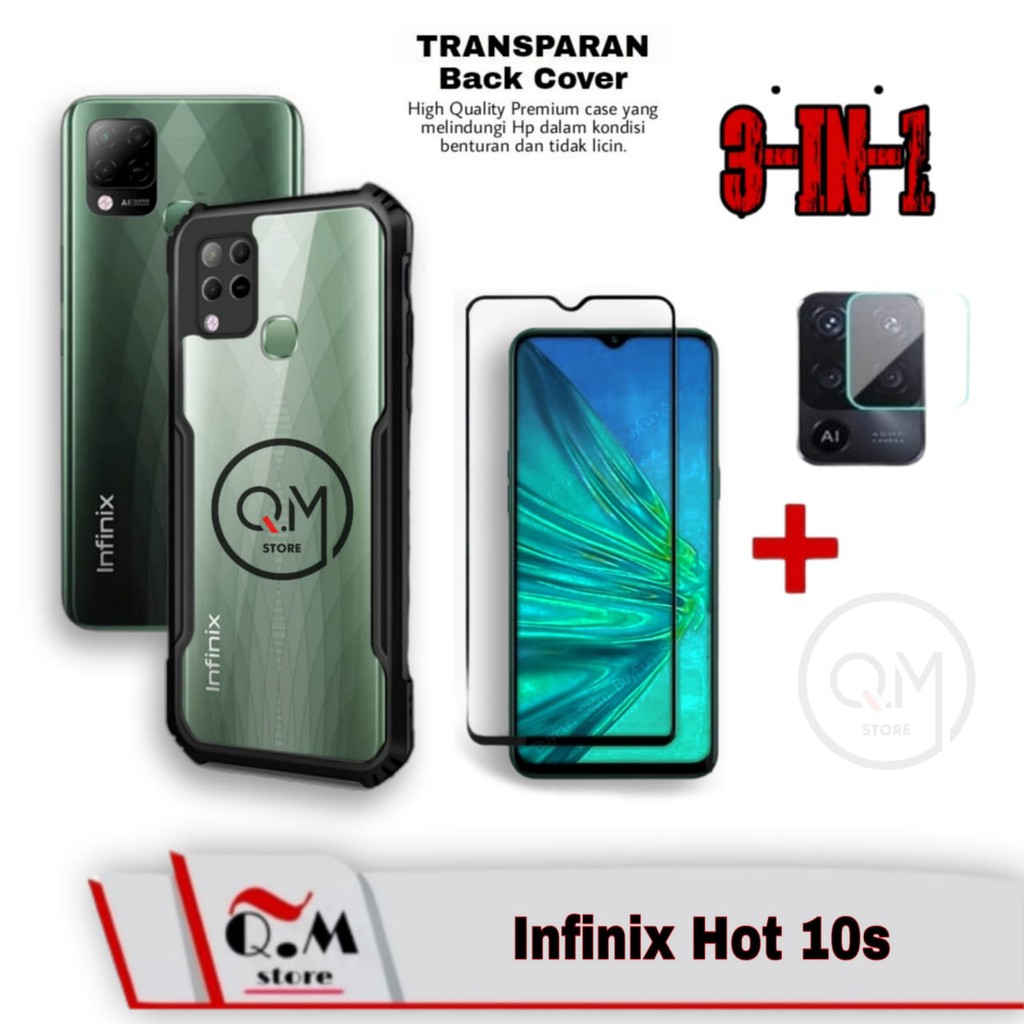 PROMO 3-IN1 Case Infinix Hot 10s Softcase TRANSPARAN TPU Back Cover Shockproof Case INFINIX HOT 10S