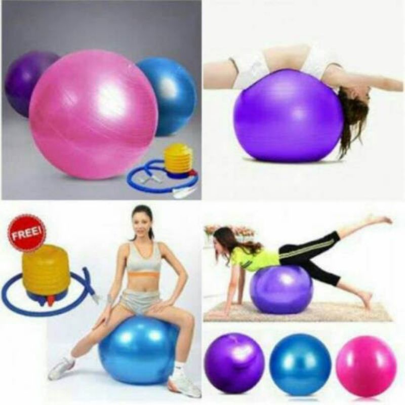 Gymball bola fitness yoga diameter 65cm 75cm home gym yoga ball gratis pompa