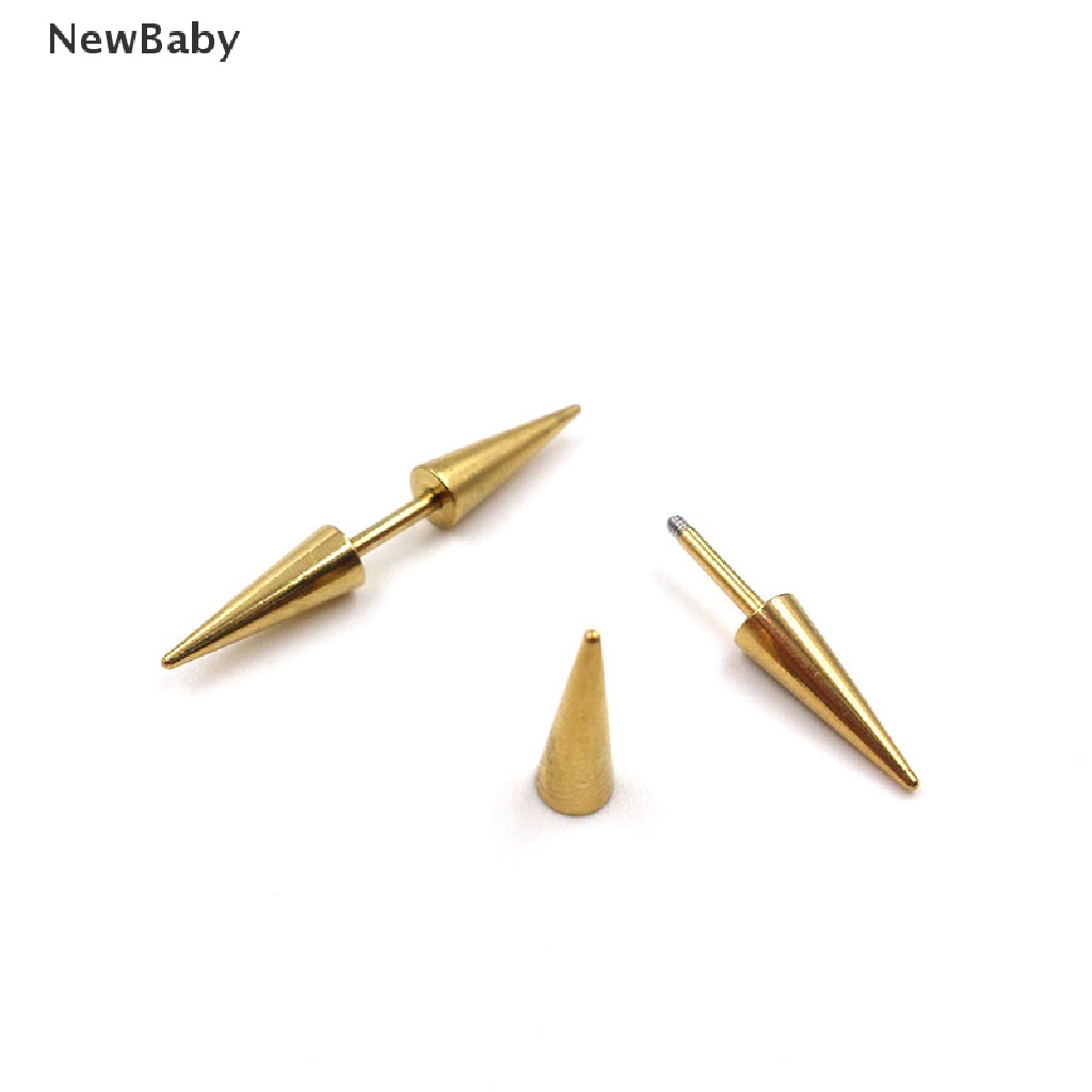 1 Pasang Anting Stud Rivet Spike Punk Rock Bahan Stainless Steel Untuk Pria Dan Wanita
