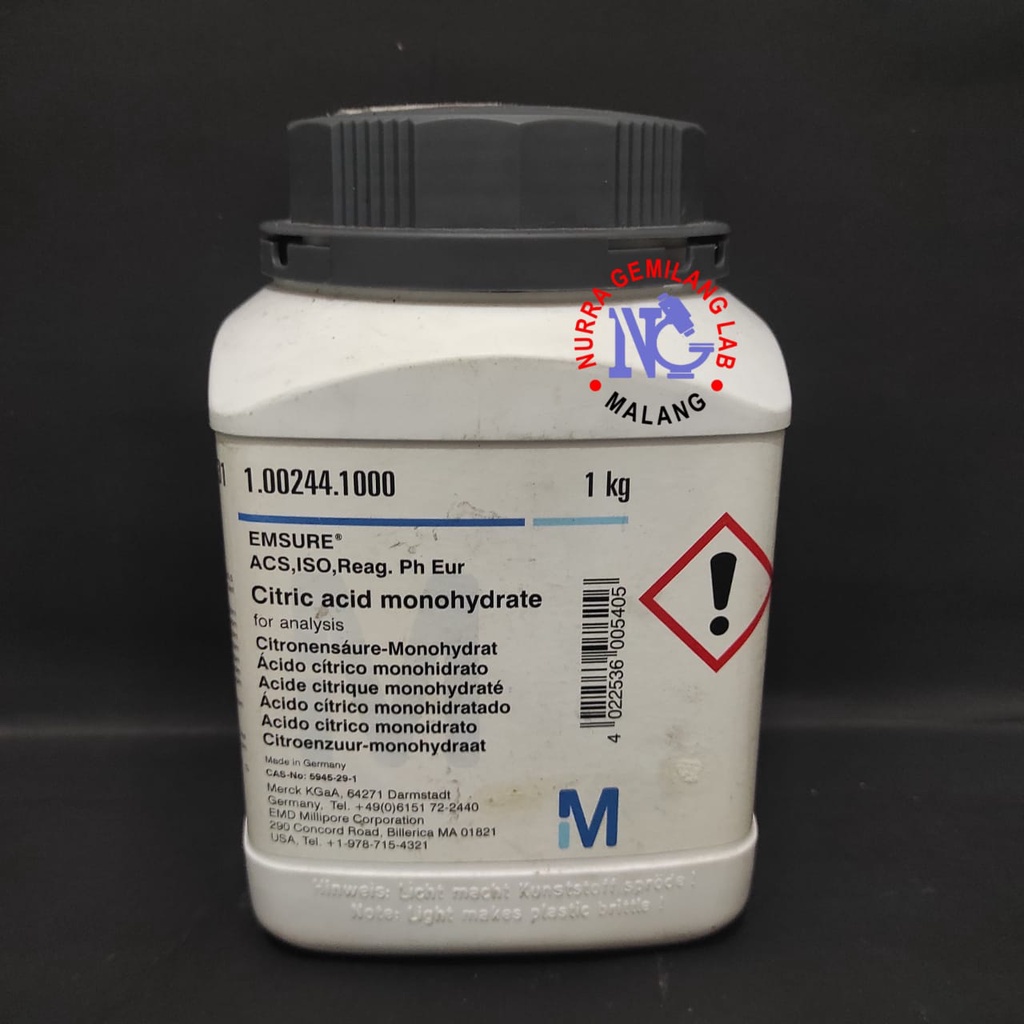 Citric acid monohydrate MERCK 1.00244.1000 Ecer 10gram (Asam Sitrat)