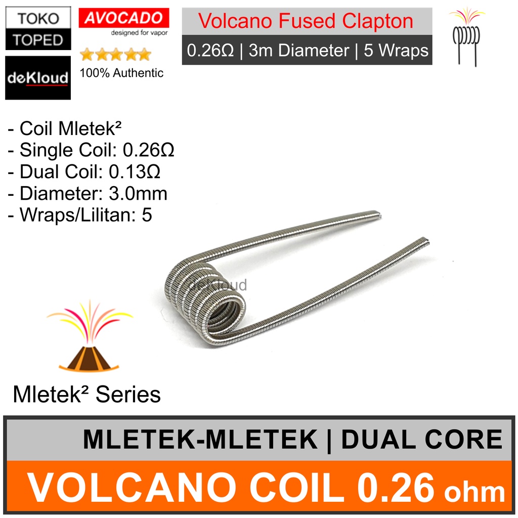 Authentic Volcano Coil 0.26 ohmm | Mletek mretek kawat koil fused 0,2 0.2