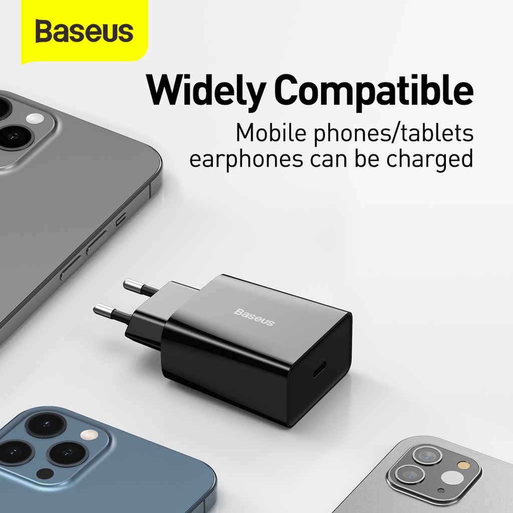 BASEUS Adaptor Charger Speed Mini 20W 3A Type C Adapter Casan Fast Charging PD Quick Charge Ori Tipe C Original