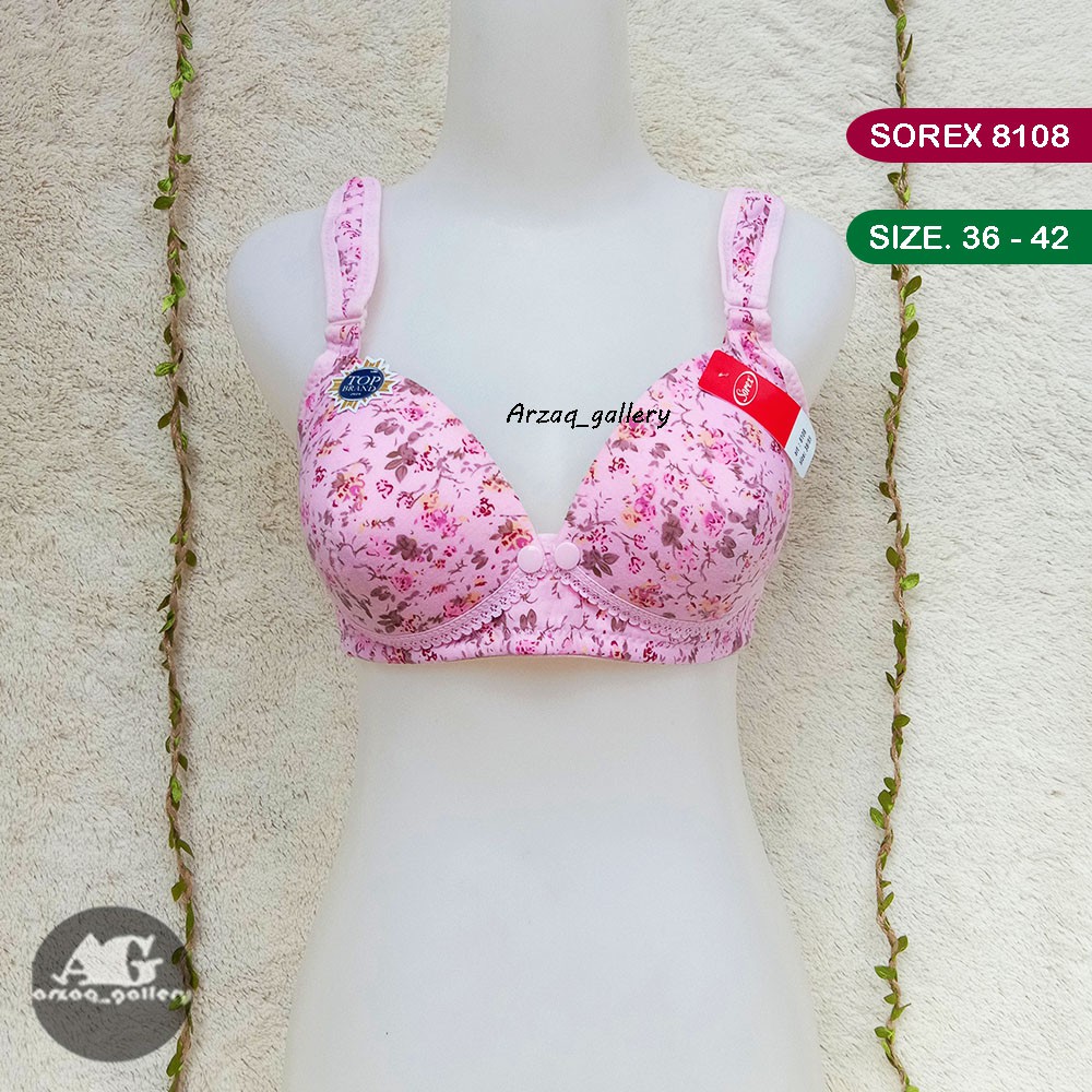 Bra Sorex Art. 8108 Menyusui Motif Bunga Cantik | 8108 Tanpa Kawat Kait 3 Busa Sedang | Bra Wanita  | Bh Wanita | Pakaian Dalam Wanita