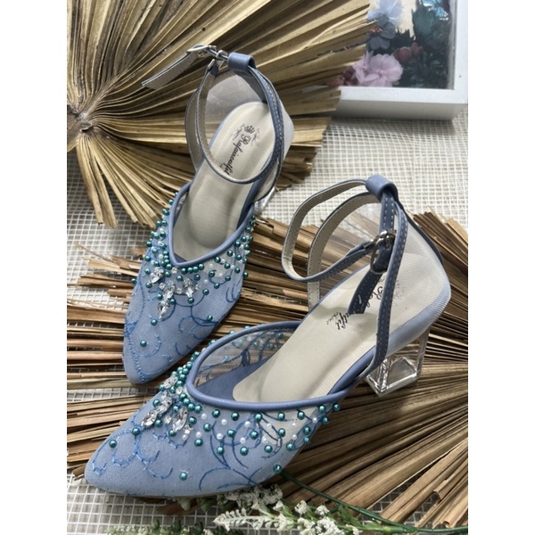 sepatu Rafaizoutfit sepatu wanita Yohanes ice blue tinggi 7cm kaca