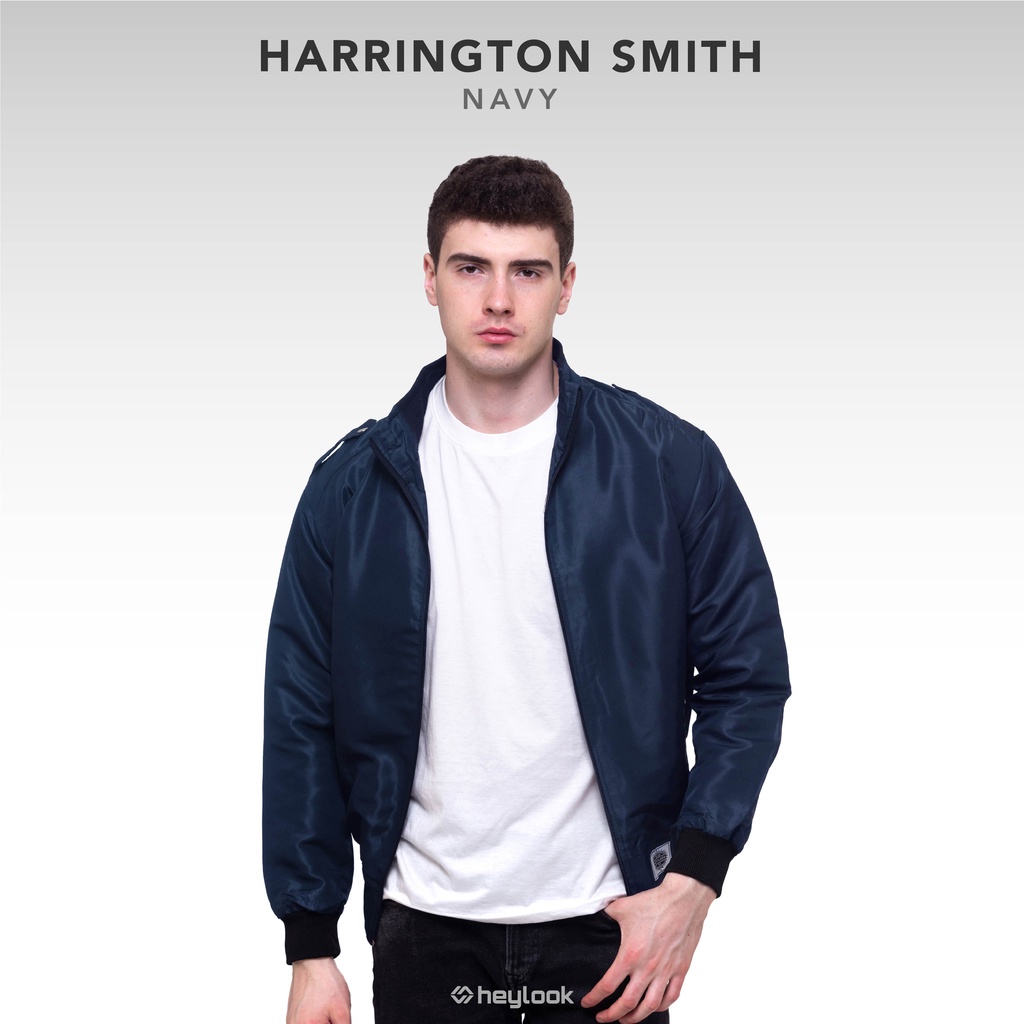 HEYLOOK Official - Jaket Pria Harrington Jaket Semi-Waterproof Smith Pria Jaket Motor Taslan-*SMITH NAVY XXL