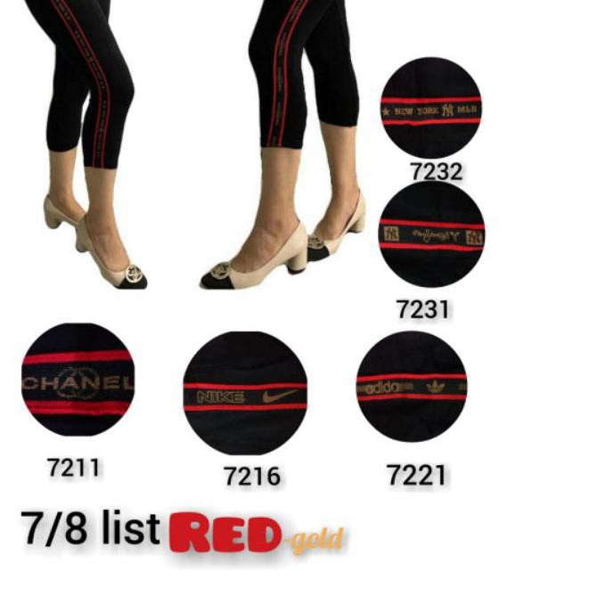 ☁ LEGGING IMPORT 7/8 LIST MERAH Premium ❂