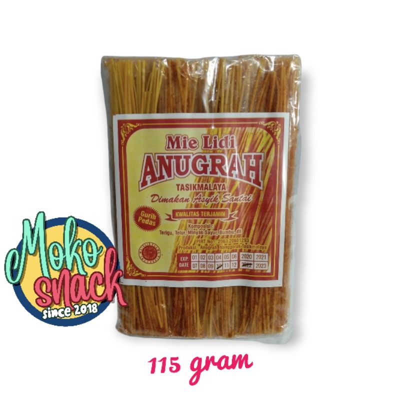 

snack mie lidi pedas 115gr isi 10 pack di dalam