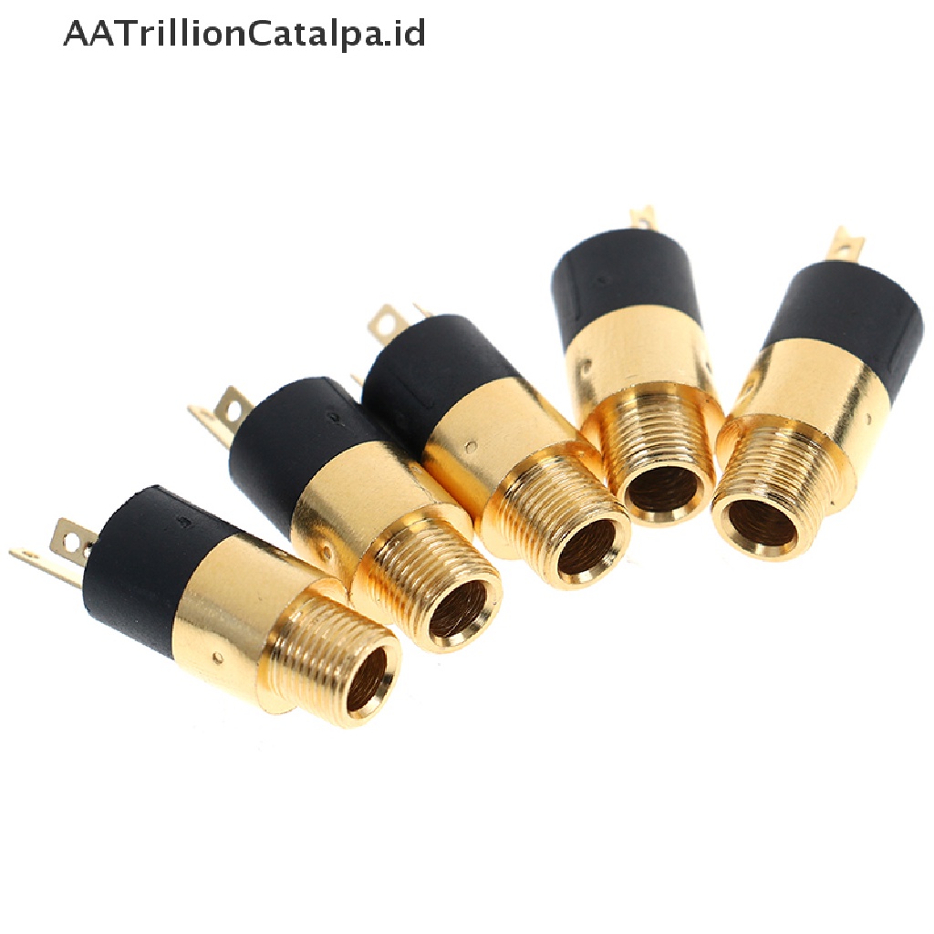 Aatrillioncatalpa 5Pcs PJ392 Konektor Jack Audio Headphone Stereo Female 3.5mm Warna Emas