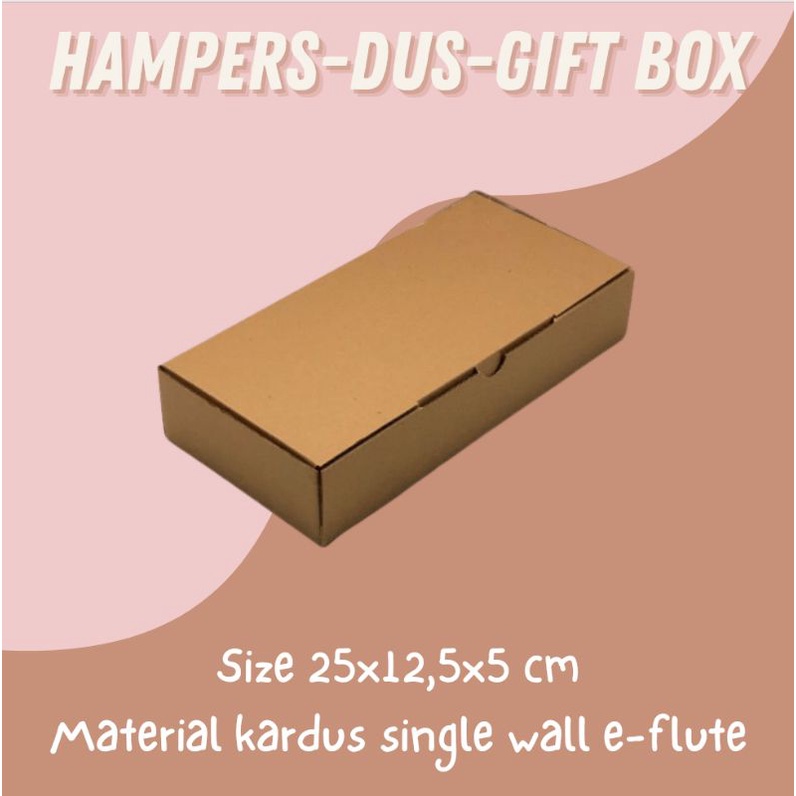 

Kardus Dus Packing Souvenir Gift Box Hadiah Brownies Cake 25x12,5x5 cm Corrugated E-Flute Coklat Premium Tebal