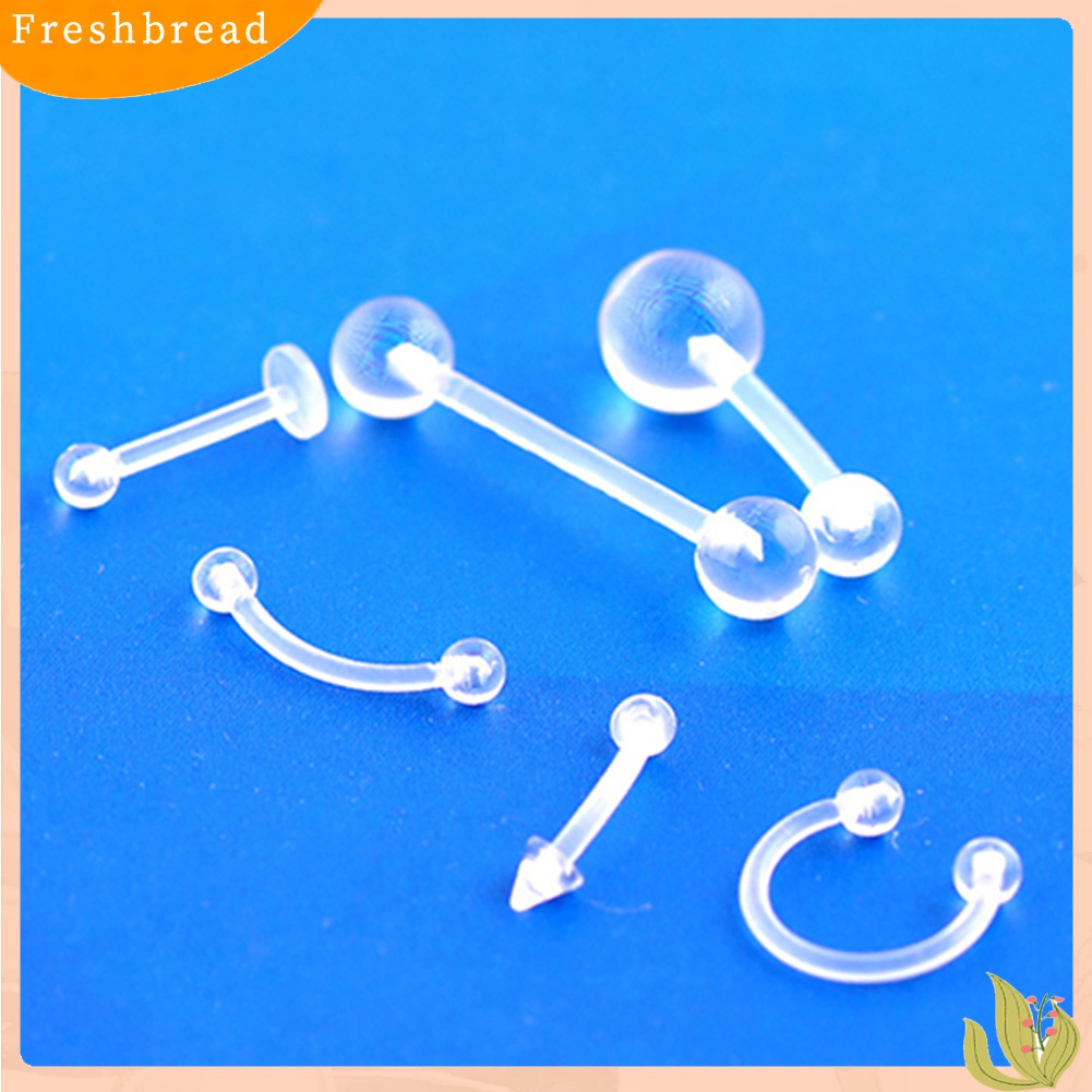 【Fresh】❀6Pcs/Set Belly Ring Barbell Eyebrow Lip Tongue Stud Nose Ring Body Piercing