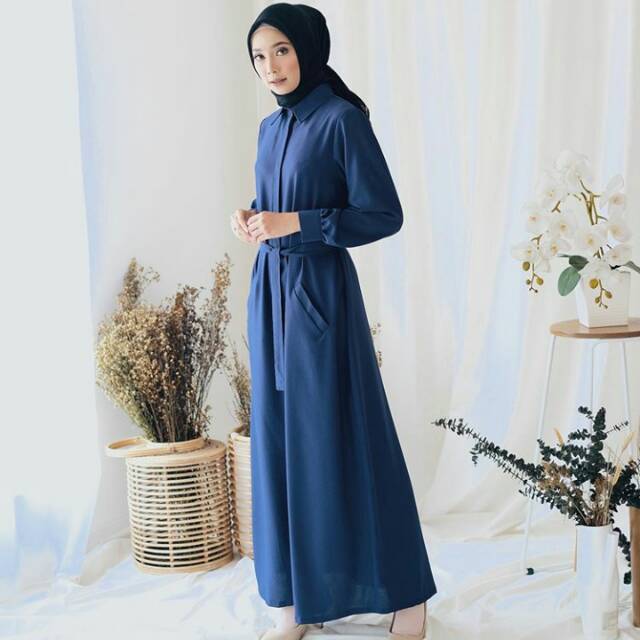 Haura Dress Navy S by kienka.id