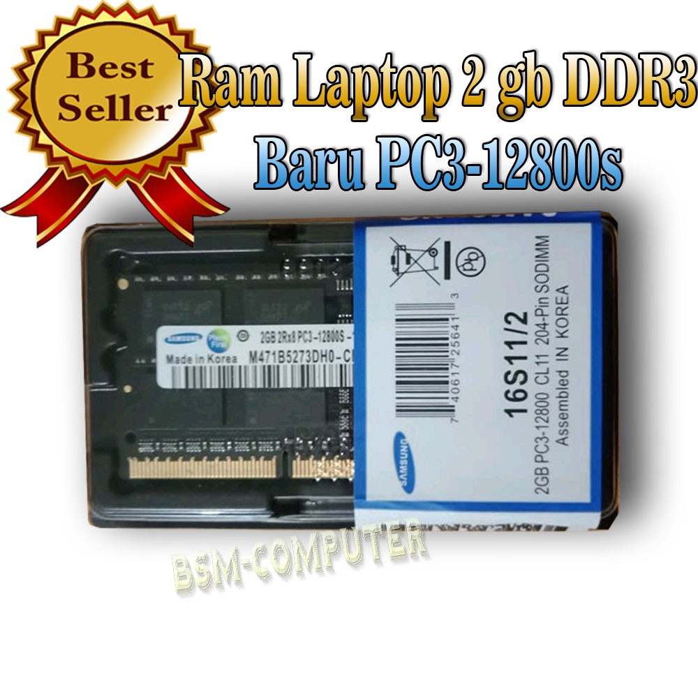 BARU Ram Laptop Samsung 2GB DDR3 2 GB PC 12800 Sodimm notebook netbook macbook pc3-12800s 1600mhz