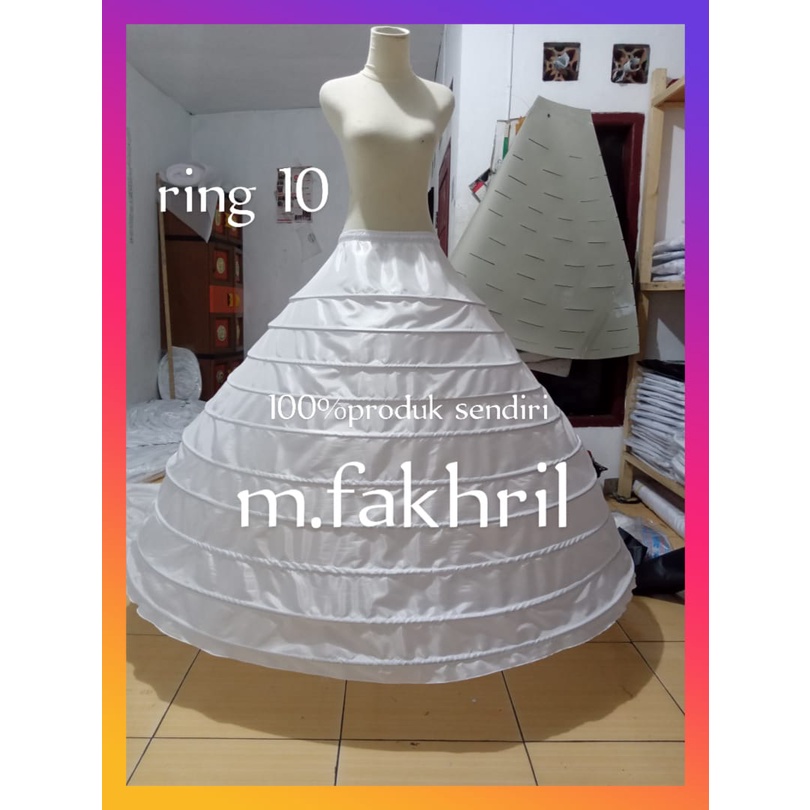 GAUN PENGANTIN PETIKUT/PERTICOAT RING 10 PLAT BAJA GRADE A PENGEMBANG GAUN DIAMETER 150-+ CM KUALITAS BAJA ORIGINAL;