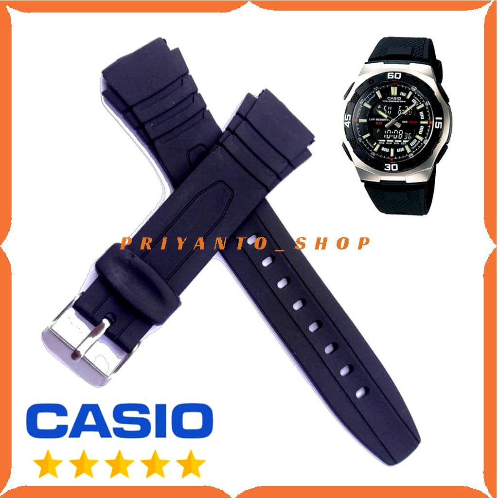 Strap Tali Jam Tangan Casio AQ-164 AQ164 Aq 164 Hitam