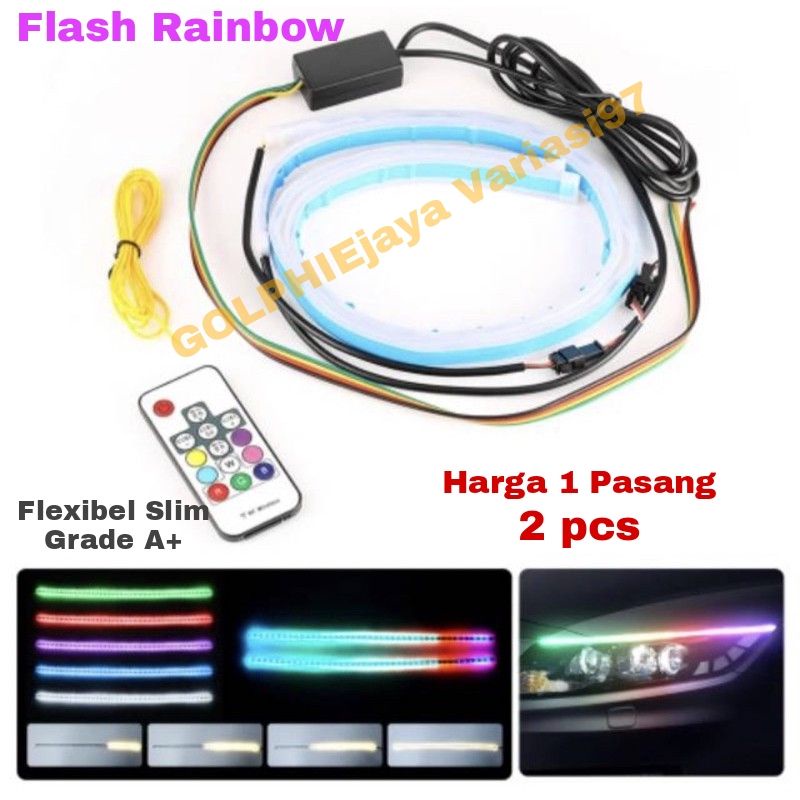 Lampu alis RGB drl flexibel RGB slim Remote Semua warna 30cm 45cm nmax pcx mobil lexi adv semua motr