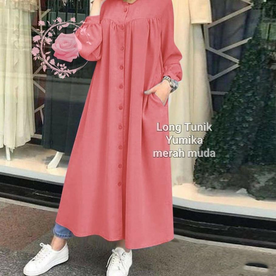 Terjangkau - LONG TUNIK YUMIKA/ TUNIK WANITA FASHION MUSLIM/ TUNIK JUMBO FIT TO 2XL KEKINIAN/ TUNIK 
