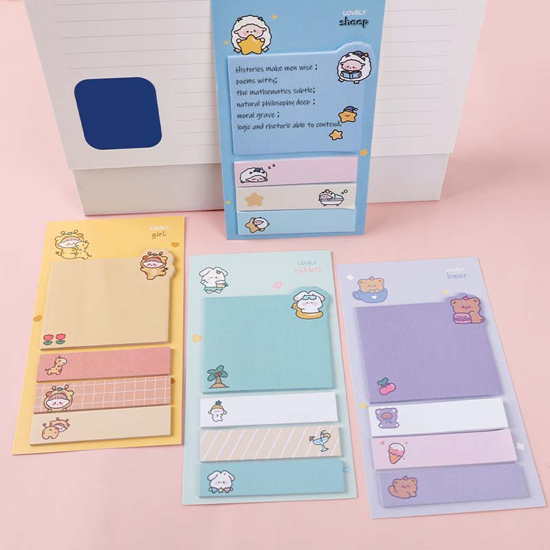 80 Lembar Sticky Note Tebal Portable Motif Kartun Untuk Stationery Sekolah / Kantor