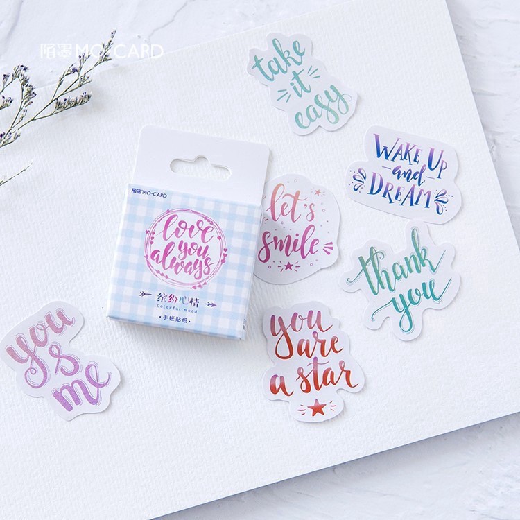 45 pcs Stickers QUOTES Deco Diary DIY ScrapBook Planner Bujo  Journal-stiker lucu murah aesthetic