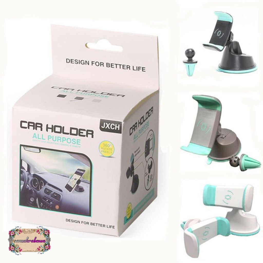 JXCH 2in1 Holder mobil HP car Holder Stand Dashboard AC KACA GPS universal phone 360 derajat SB1302