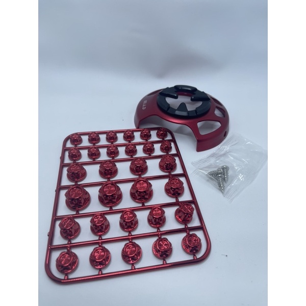 Tutup Kipas twotone merah hitam + Monel Baut Probolt Bunga New Universal