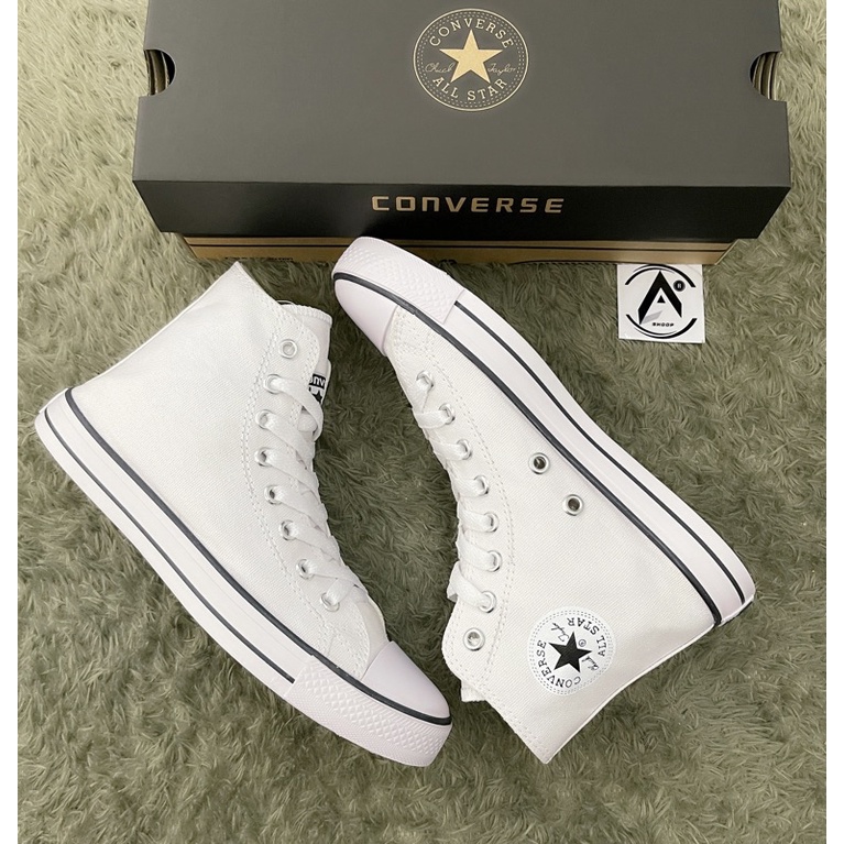 TERBARU!!!SEPATU GROSIR SNEAKER HI /BOOT WHITE FREE BOX-HI PUTIH LIS HITAM