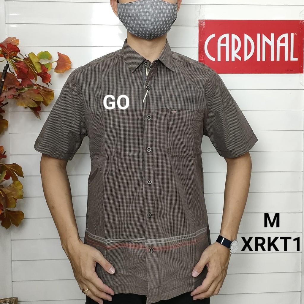 gof M CARDINAL KEMEJA CASUAL Pakaian Atasan Pria Kemeja Reguler Hem Casual Santai Lengan Pendek