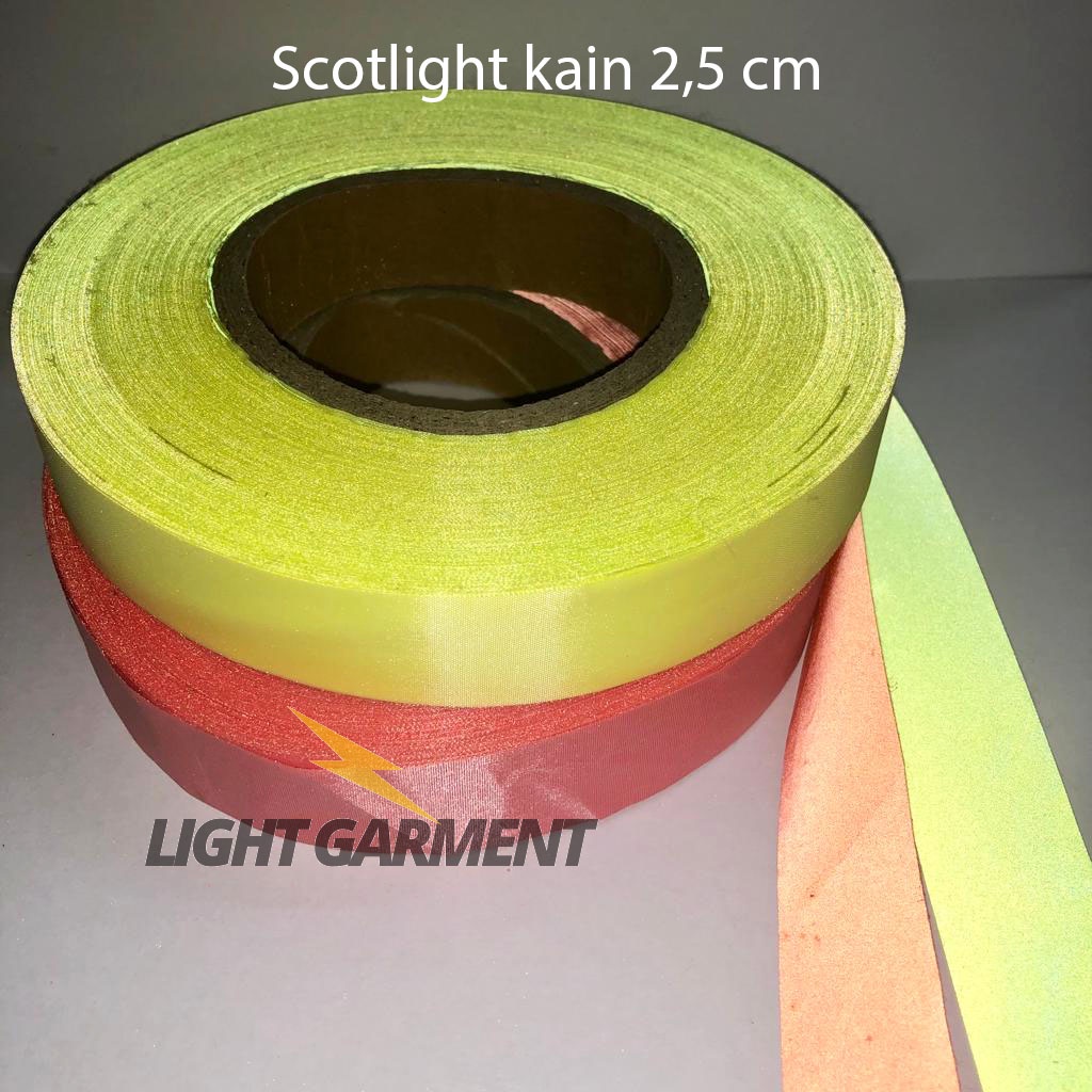 Pita Scotlight / Scotchlite / Skotlet Kain Warna lebar 2,5 cm per 1 meter / Kain reflektif reflektor reflective pemantul cahaya