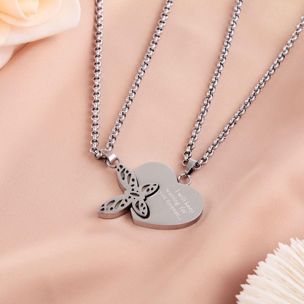 Lily Pasangan Kalung Romantis Stainless Steel Fashion Perhiasan Pasangan Collares Heart Choker