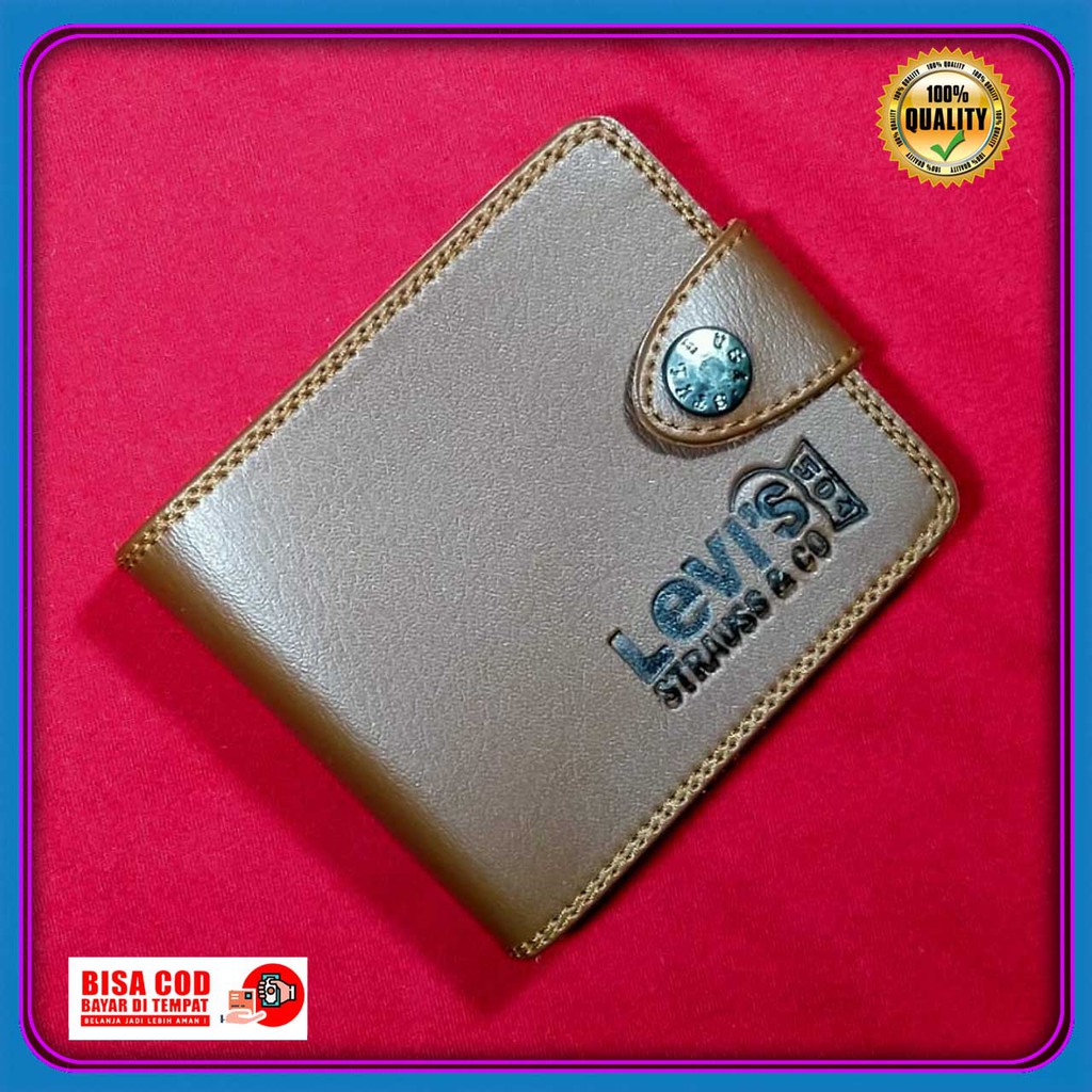 dompet cowok kekinian levis pendek kancing keren kasual best seller